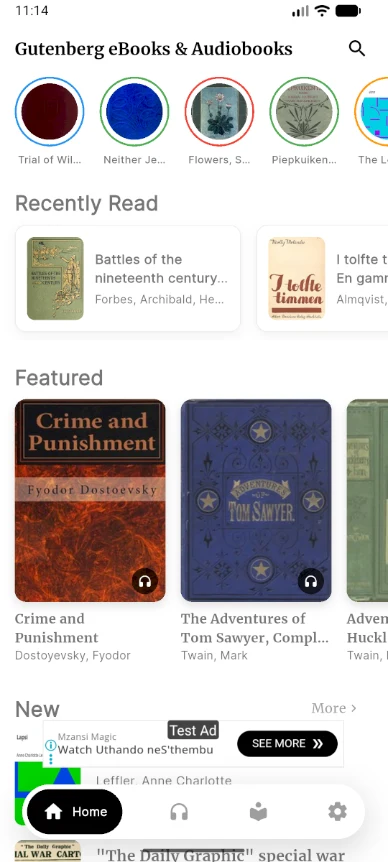 Gutenberg eBooks & Audiobooks screenshot